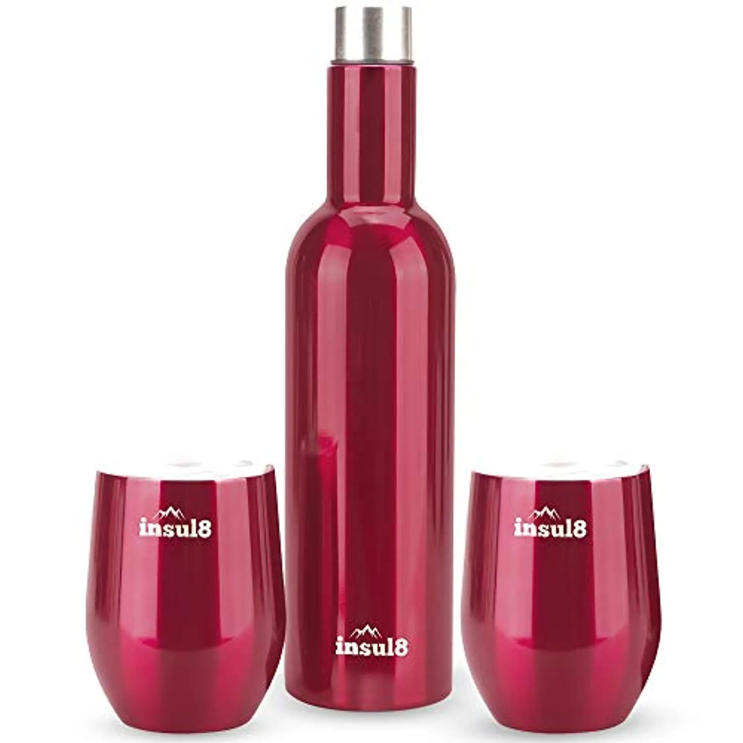 Stainless Steel Wine Bottle and 2 12 ounce Wine Tumbler Cups