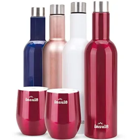 Stainless Steel Wine Bottle and 2 12 ounce Wine Tumbler Cups