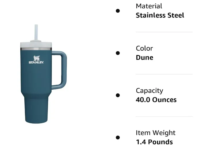 Stanley Quencher H2.0 FlowState Tumbler 40oz Soft Matte Stormy Dune Red shale