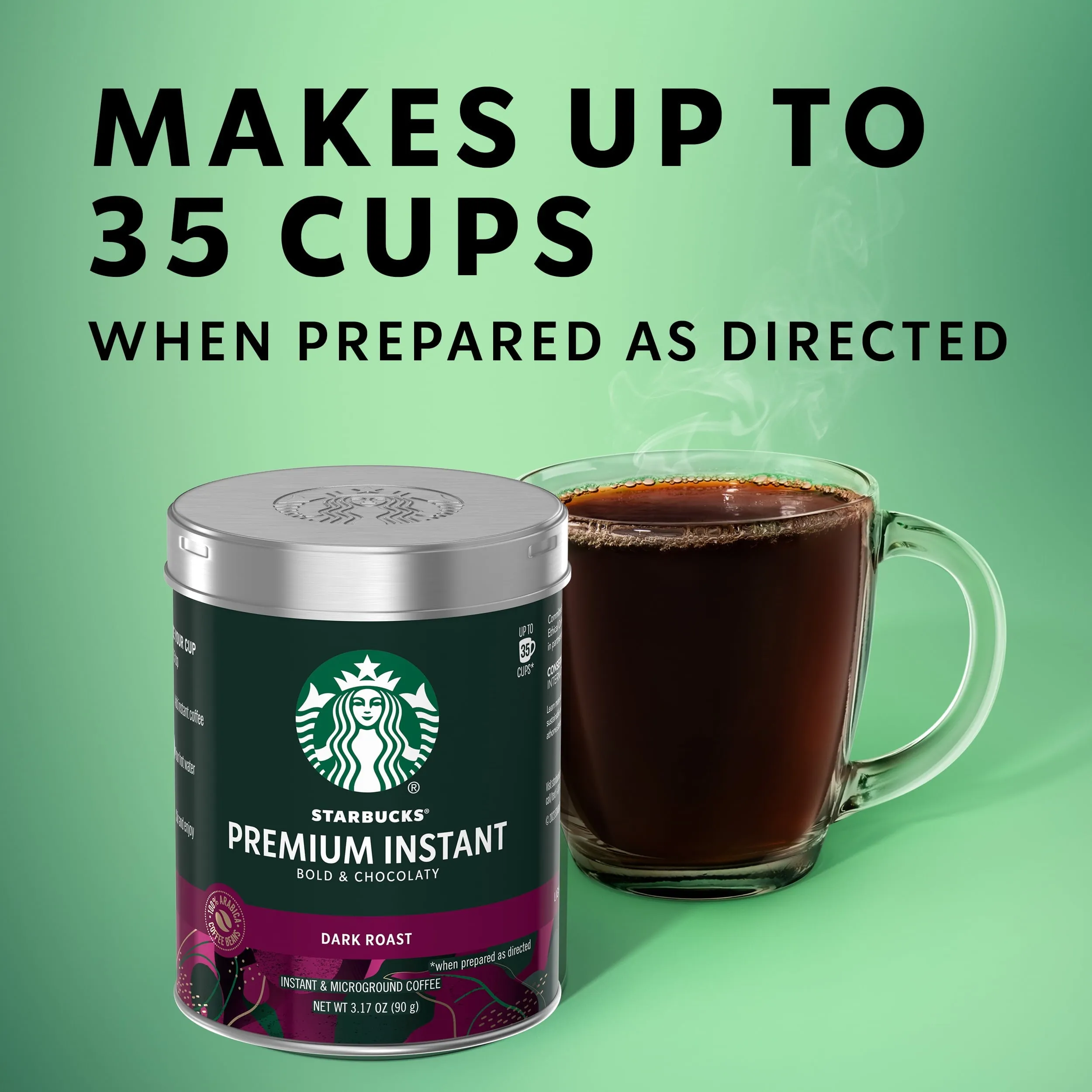 Starbucks Premium Instant Coffee, Dark Roast, 100% Arabica Beans, 3.17 Oz