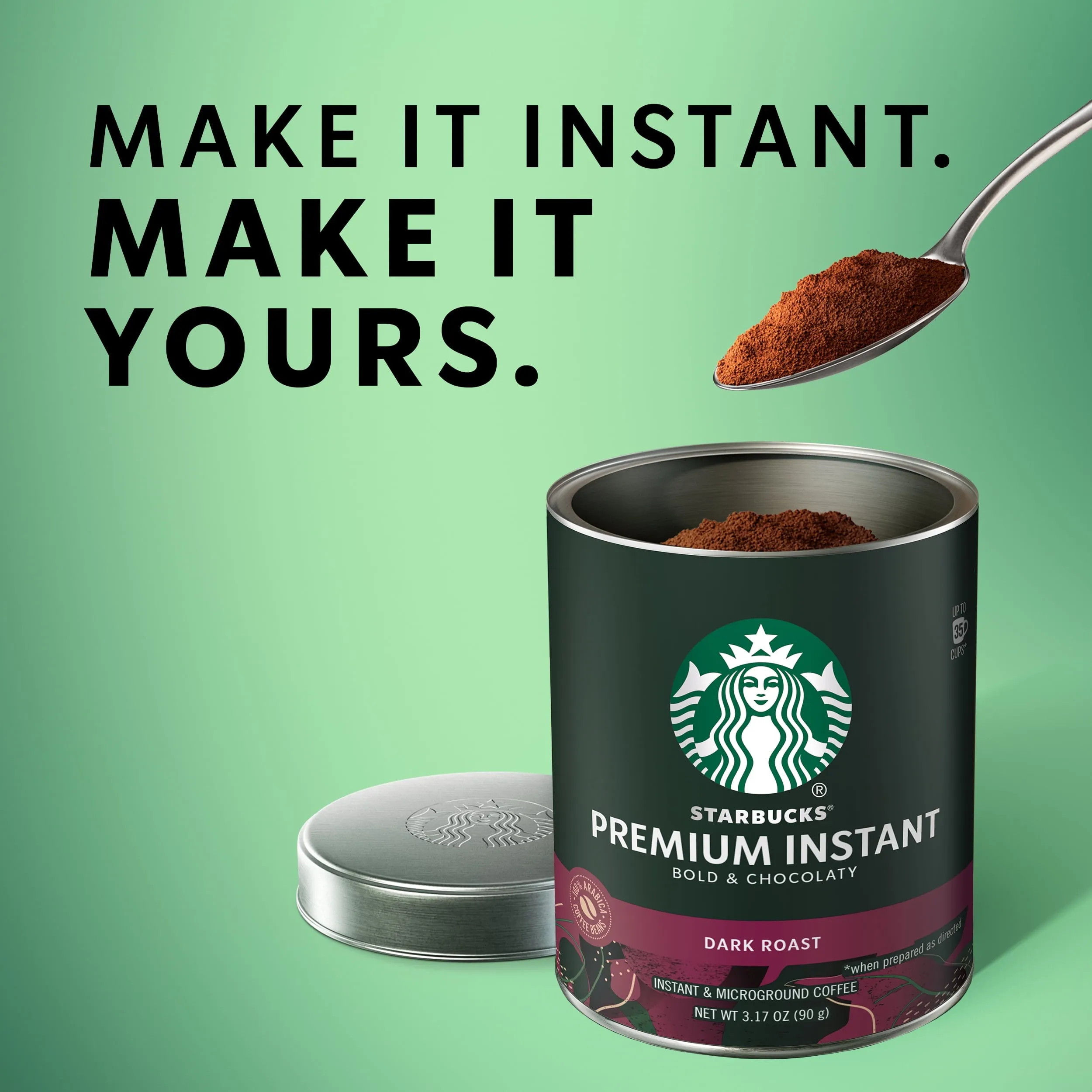 Starbucks Premium Instant Coffee, Dark Roast, 100% Arabica Beans, 3.17 Oz