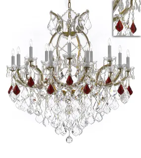 Swarovski Crystal Trimmed Maria Theresa Chandelier Crystal Lighting Chandeliers Lights Fixture Pendant Ceiling Lamp for Dining room, Entryway , Living room H38" X W37" - Dressed with Ruby Red Crystals - A83-B98/21510/15 1SW