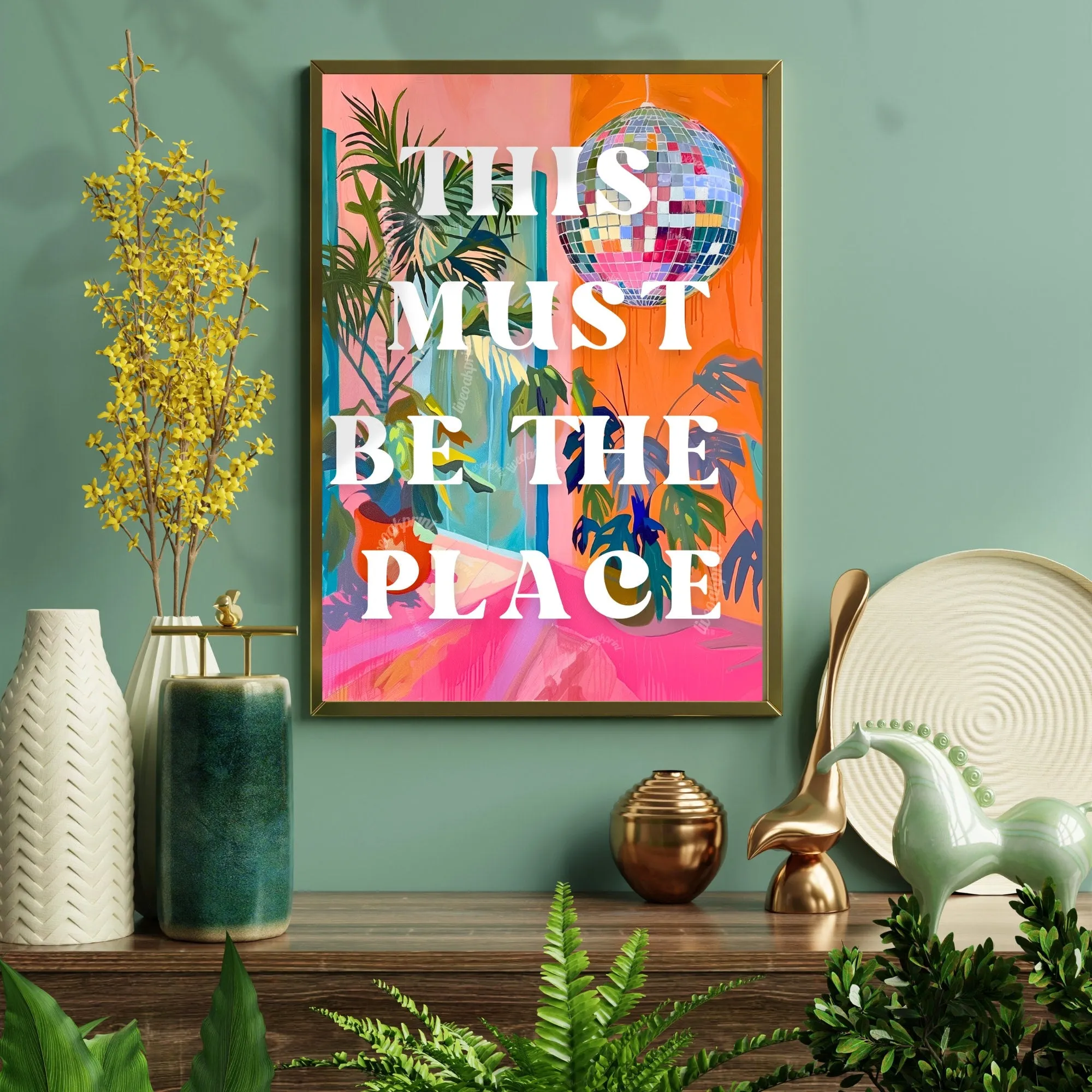 This Must Be The Place - 1970s Retro Inspired Disco Interior Print - Disco Living Room Print - Groovy Wall Art - Eclectic Disco Print