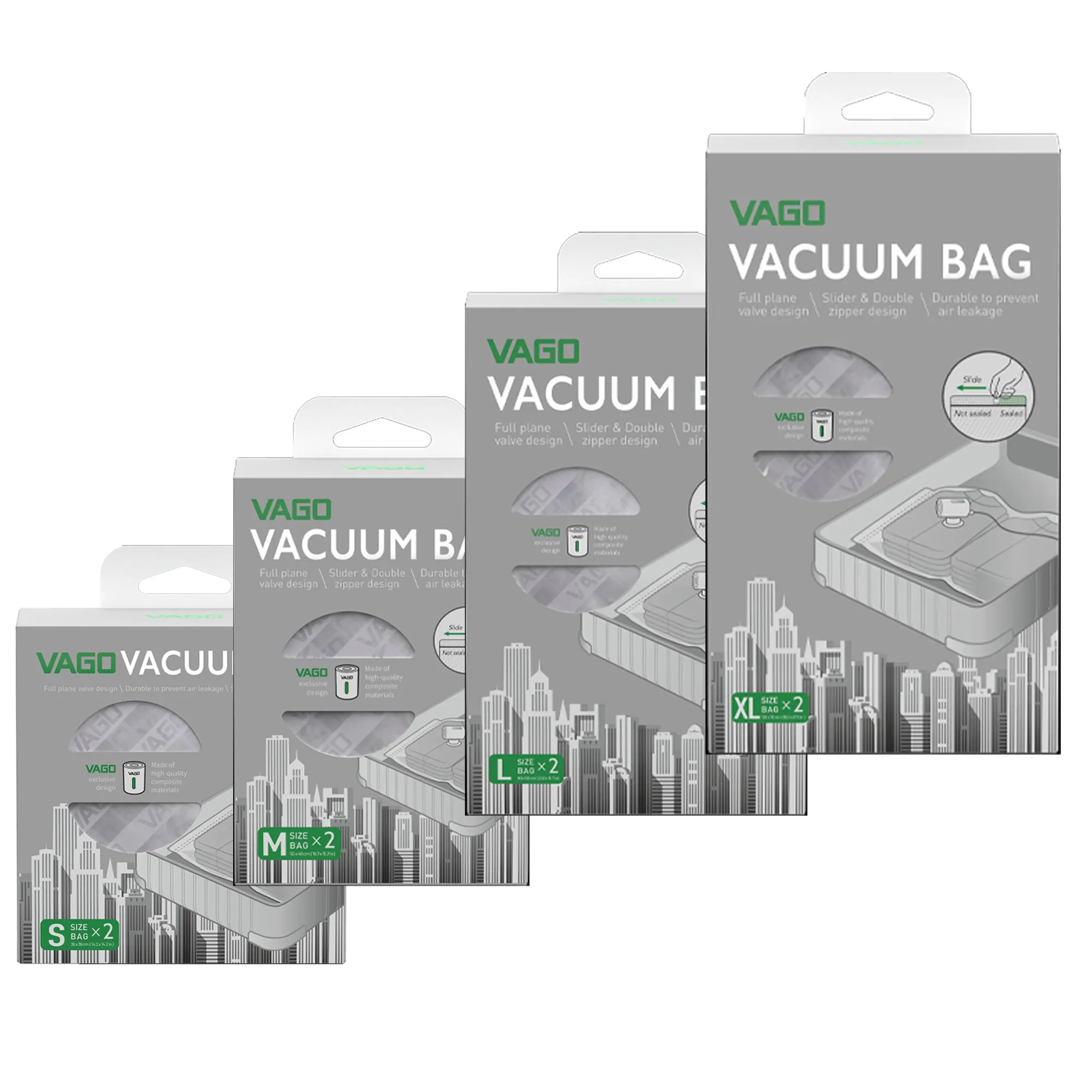 VAGO Z Vacuum Bag S / M / L / XL Size (2 pcs) - BAG ONLY without Machine