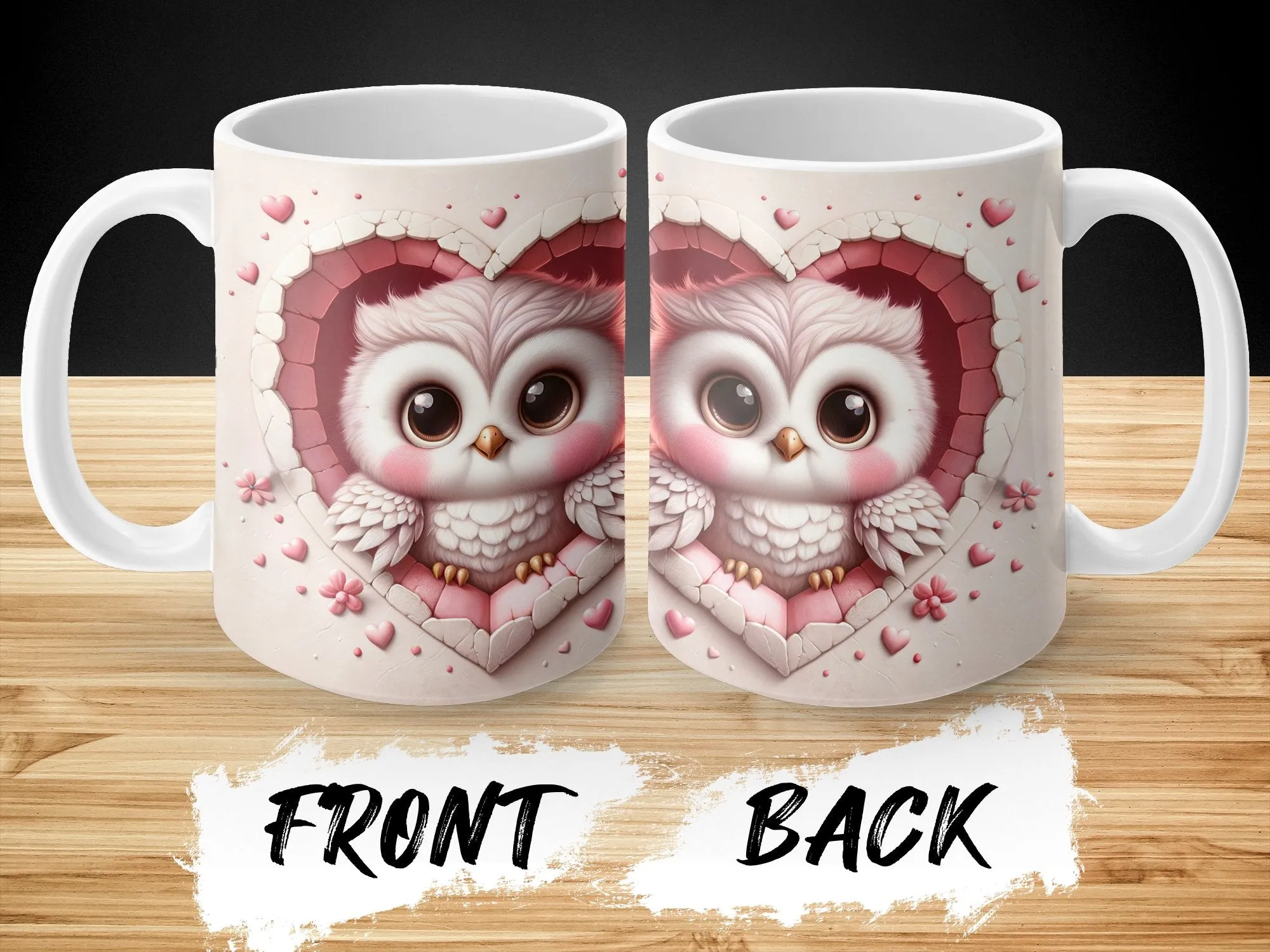 Valentine's Owl Hole in Wall Coffee Mug, Valentine's Day Gift for Her, Cute Owl Lover's Coffee Mug, Owl Gifts