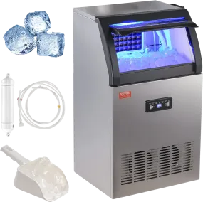 Vevor Commercial Ice Maker 120Lbs/24H with 33 Lbs Storage LED Digital Display Auto Cleaning New