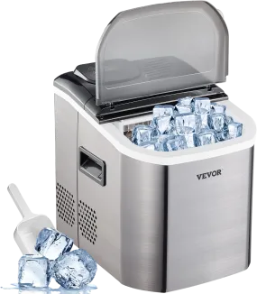 Vevor Countertop Ice Maker 40 Lbs. in 24 Hrs. 110V Compact Self-Cleaning Silver New