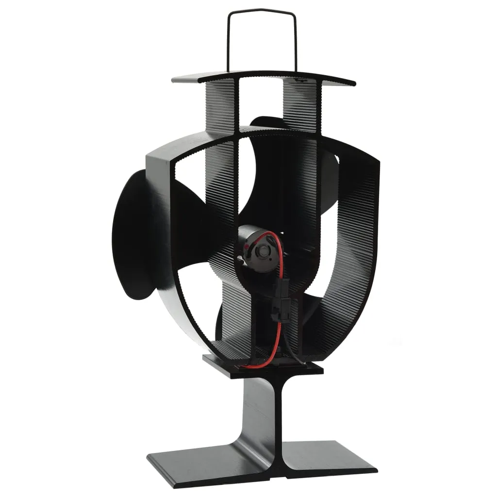 vidaXL Heat Powered Stove Fan 3 Blades Black