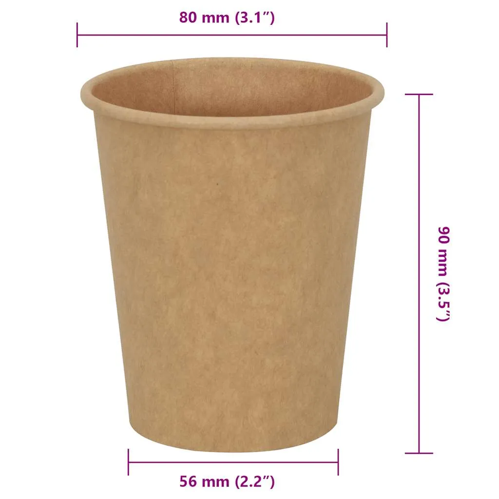 vidaXL Paper Coffee Cups 1000 pcs 8oz 200ml Brown