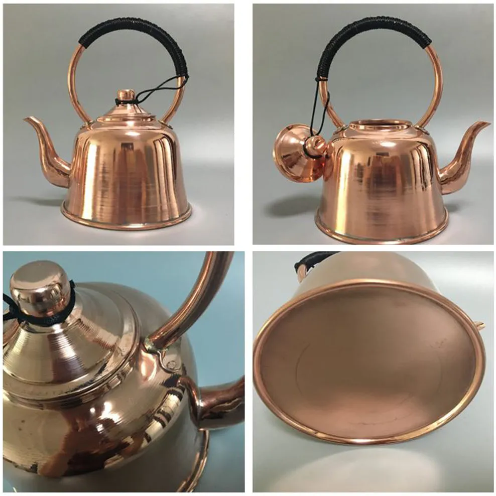 Vintage Anti-scalding Red Copper Brass Kettle Thickened Teapot