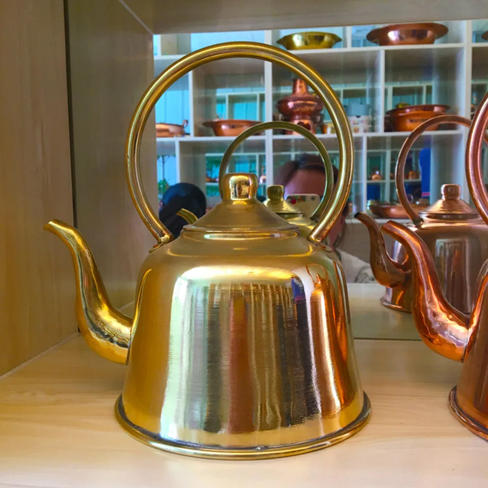 Vintage Anti-scalding Red Copper Brass Kettle Thickened Teapot