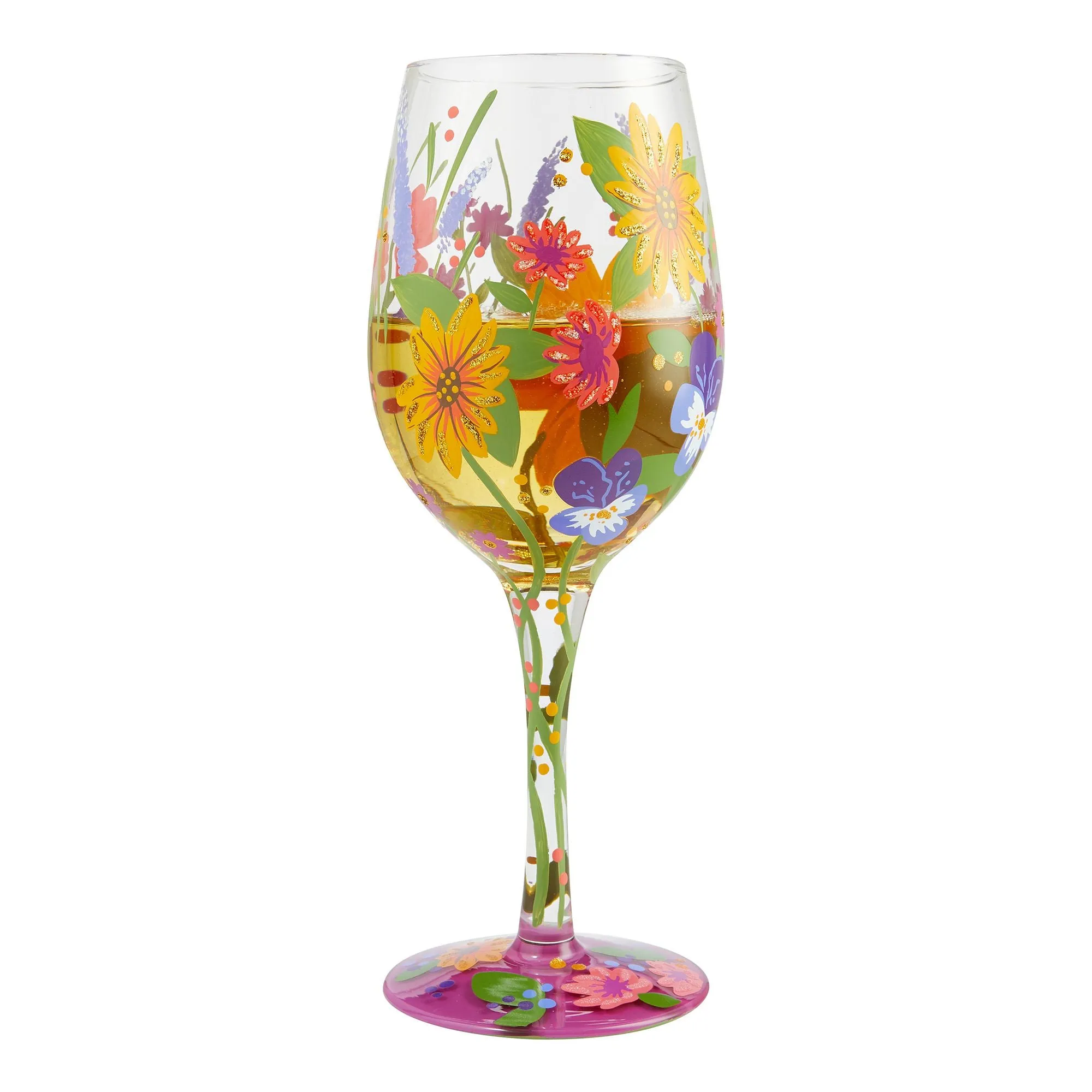 Wine in the Garden Hand-Painted Artisan Wine Glass, 15 oz.