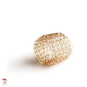 Wire crochet band ring PDF pattern - learn how to crochet a gold ring ebook