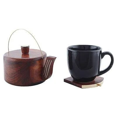 Wooden Kettle Shaped Coasters- Set of 6