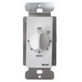 Woods® 59717 Indoor In Wall Spring Wound Timer, 60 Minute, White