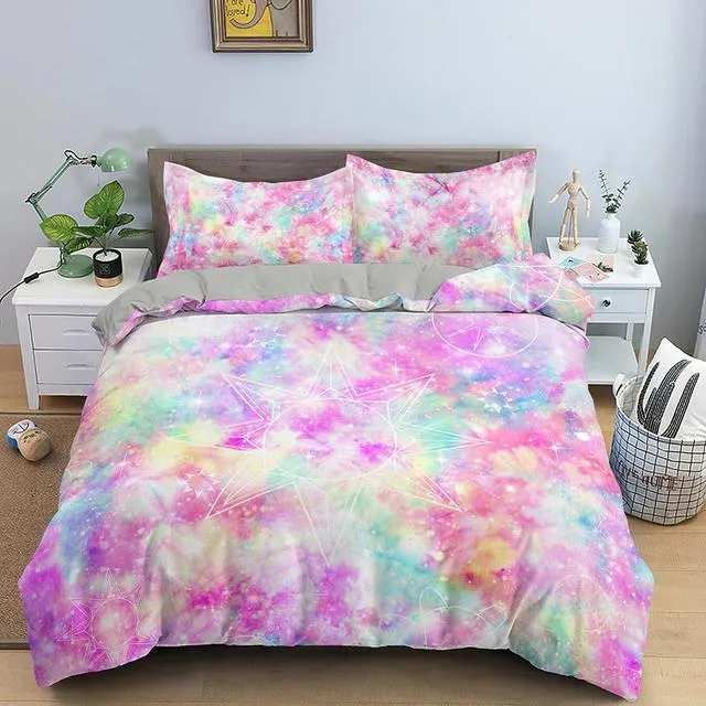 Yeknu 3D Printing Bedding Set Luxury Duvet Cover With Pillowcase Quilt Cover Queen King Bedding Starry Sky Pattern Comforter Cover