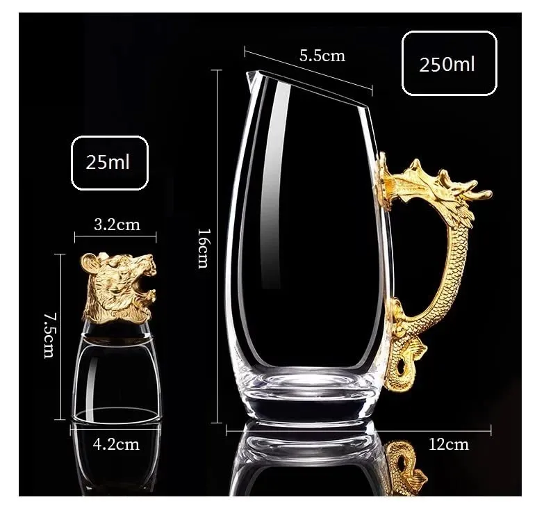 ZODIAC DECANTER(250ML) & 12 SHOOTER GLASS(25ML) SET WHISKEY & WINE DECANTER TUMBLER GIFT SET