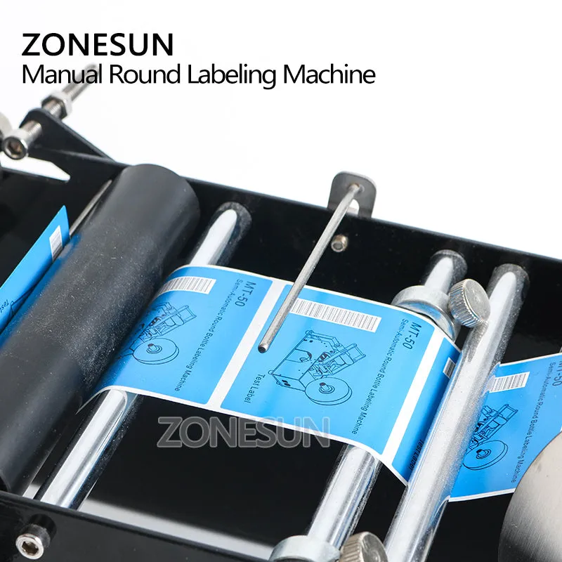 ZONESUN Simple Manual Handy Round Wine Bottle Adhesive Sticker Label Applicator For PET Plastic Bottle Packing Labeling Machine